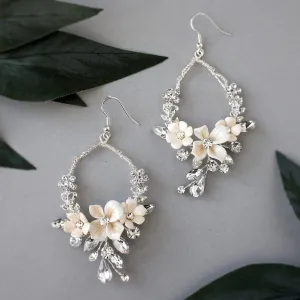 Porcelain Flower Hoop Earrings