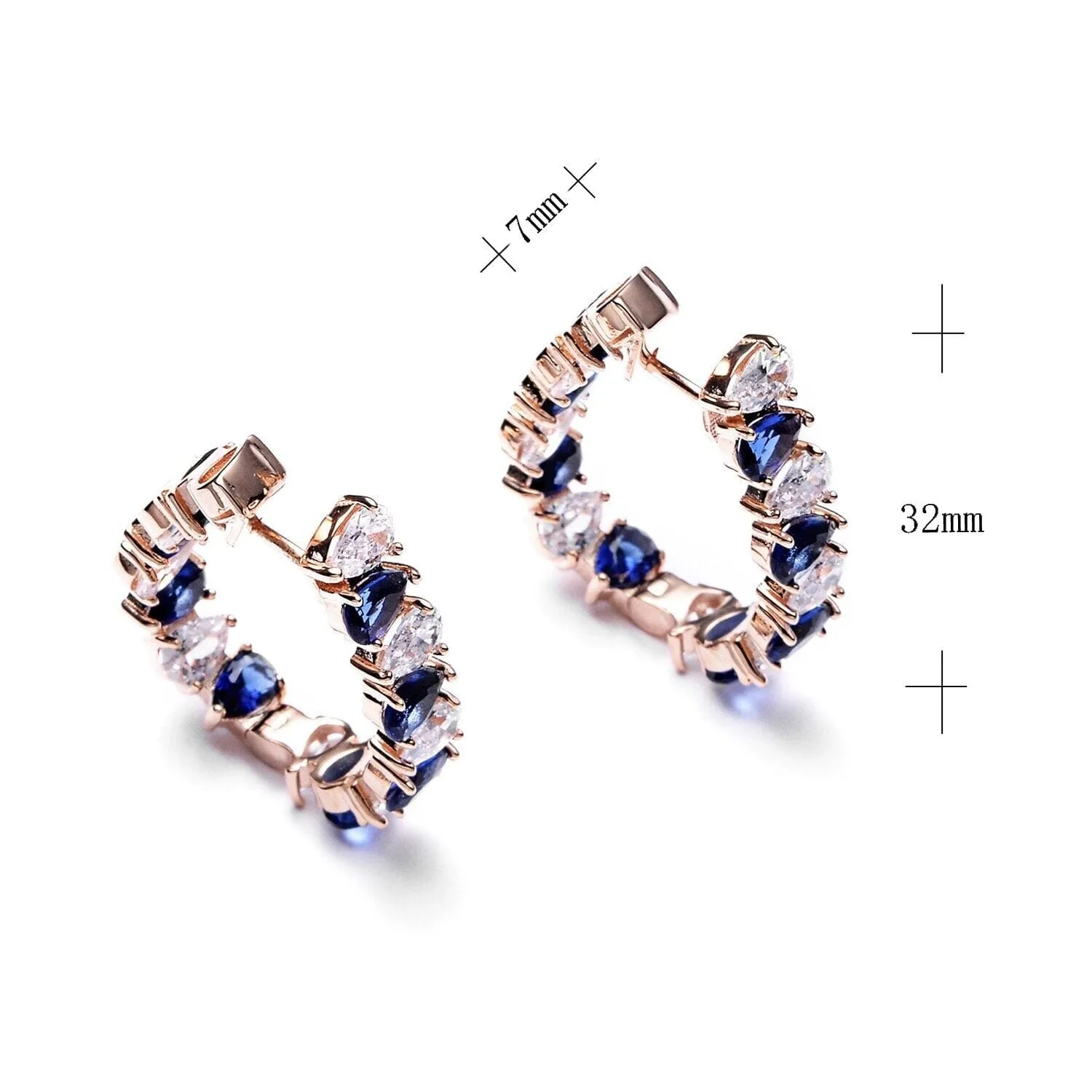 Pretty Modern CZ Sapphire Huggie Earrings - 925 Sterling Silver