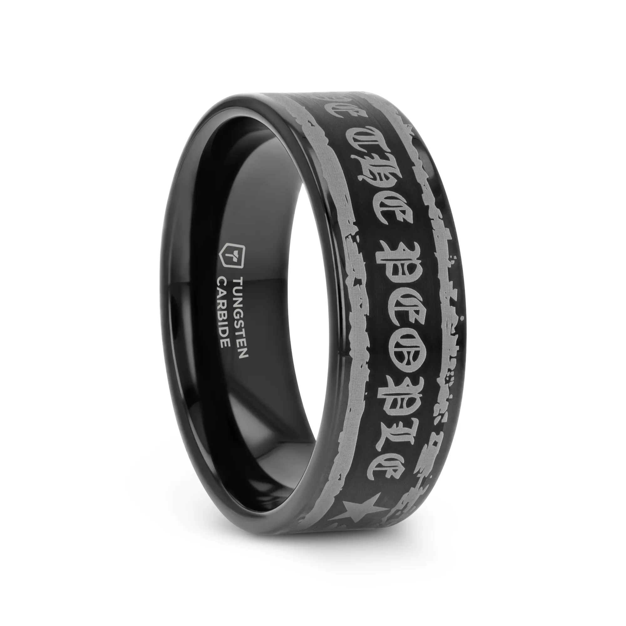 "We The People" Engraved Flat Black Tungsten Band