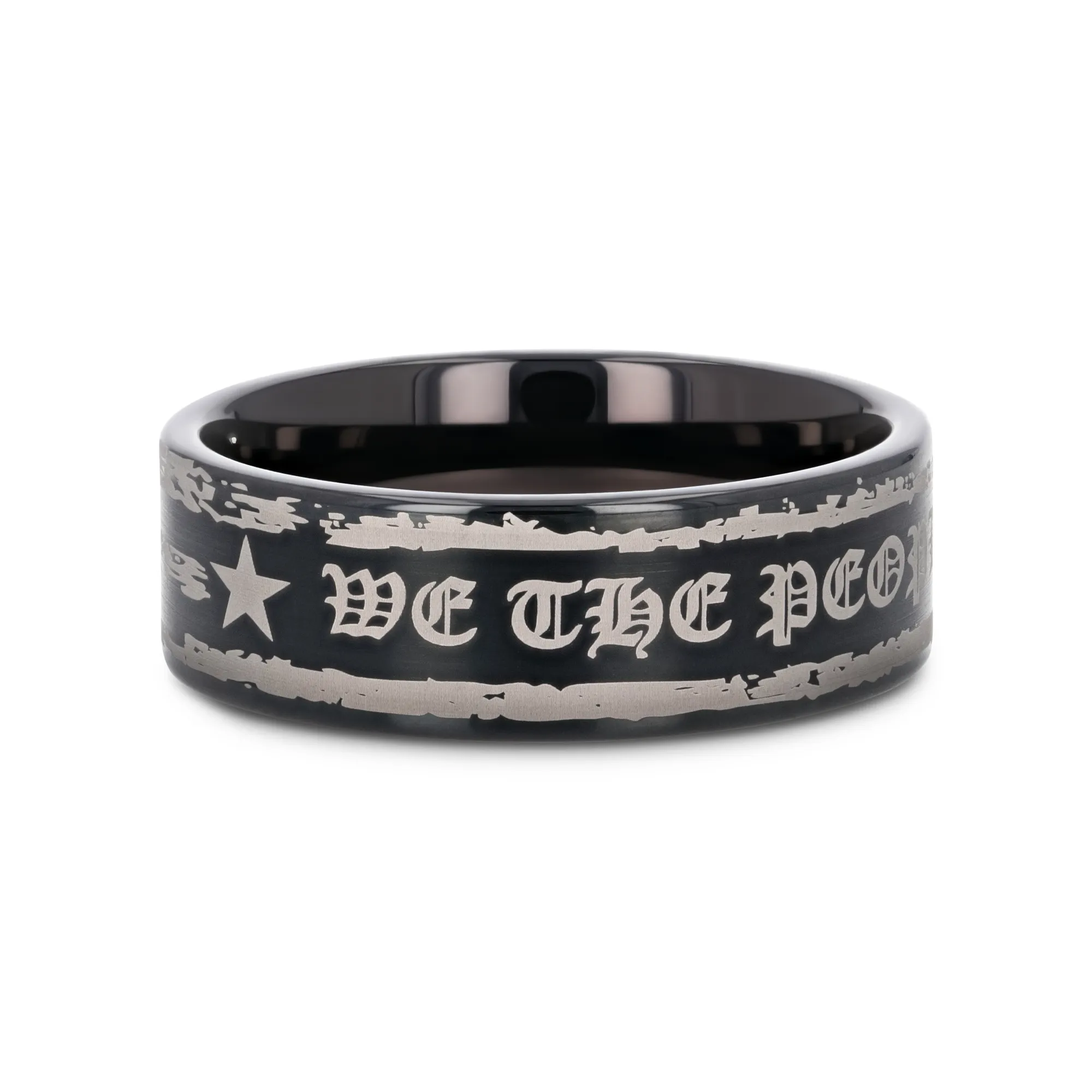 "We The People" Engraved Flat Black Tungsten Band