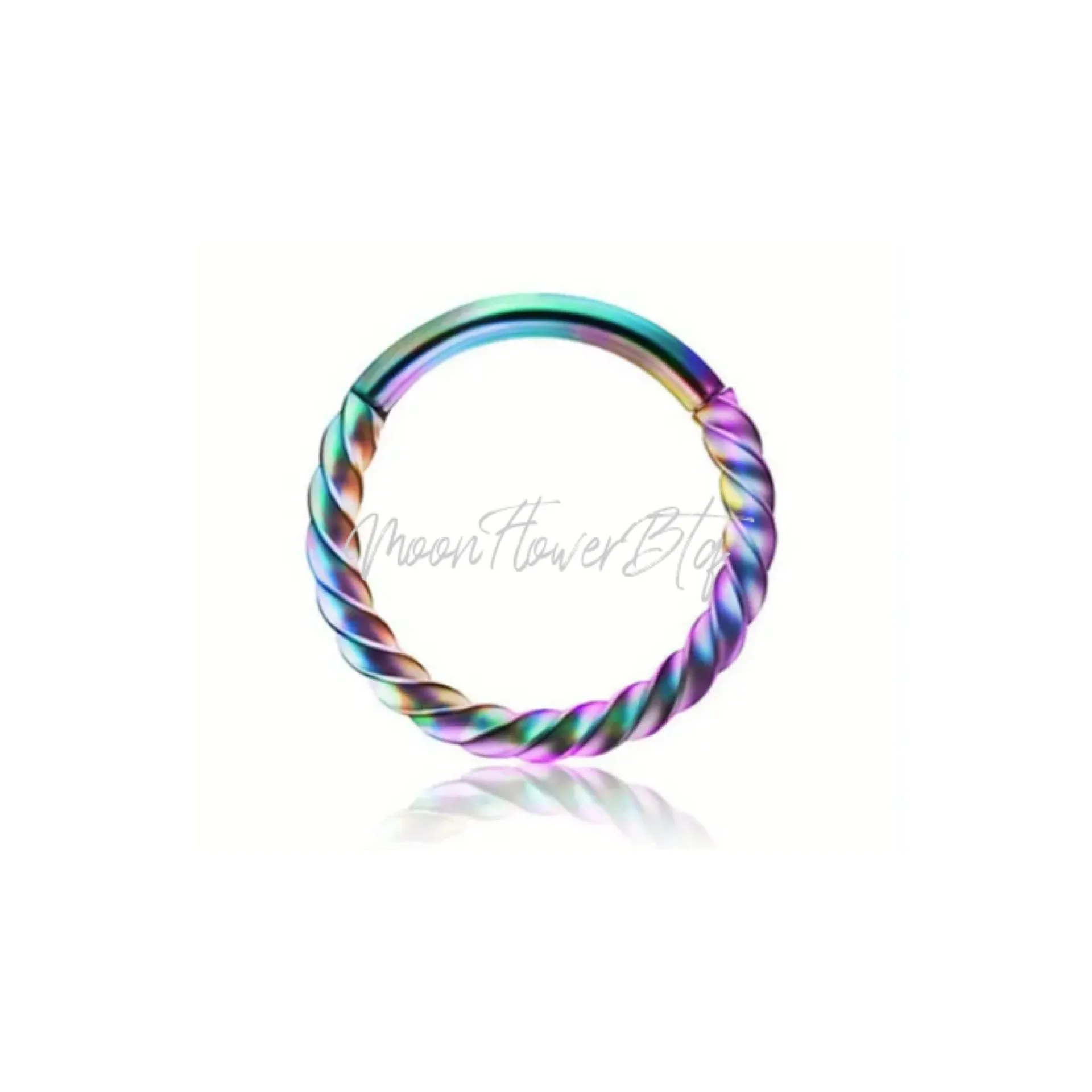 Rainbow Twisted Clicker Septum Hoop