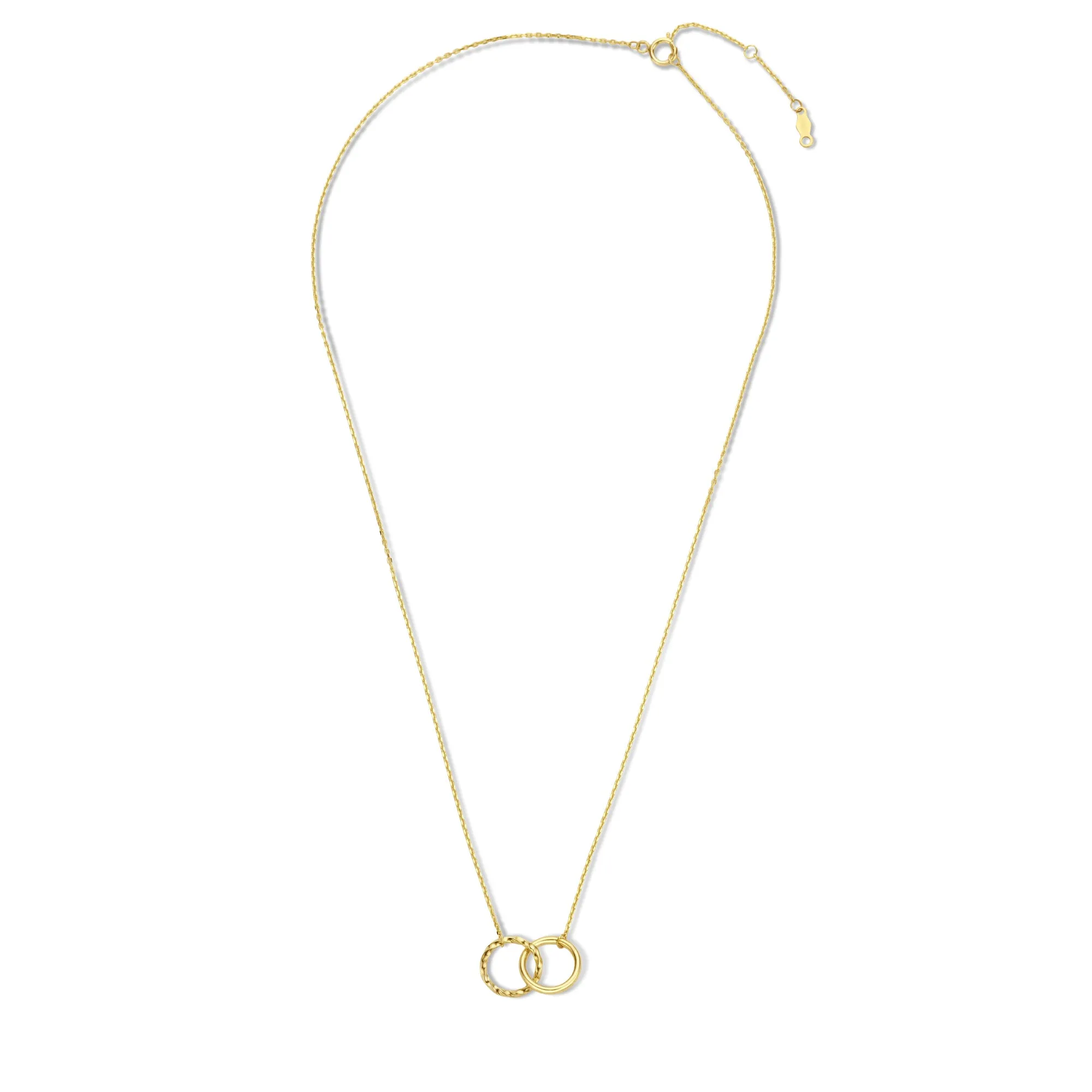 Rivoli Lisan 14 karat gold necklace with two rings