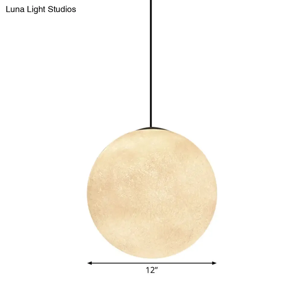 Romantic Modern 1-Light White Glass Moon Pendulum Ceiling Hang Lamp, 10"/12"/16" Wide