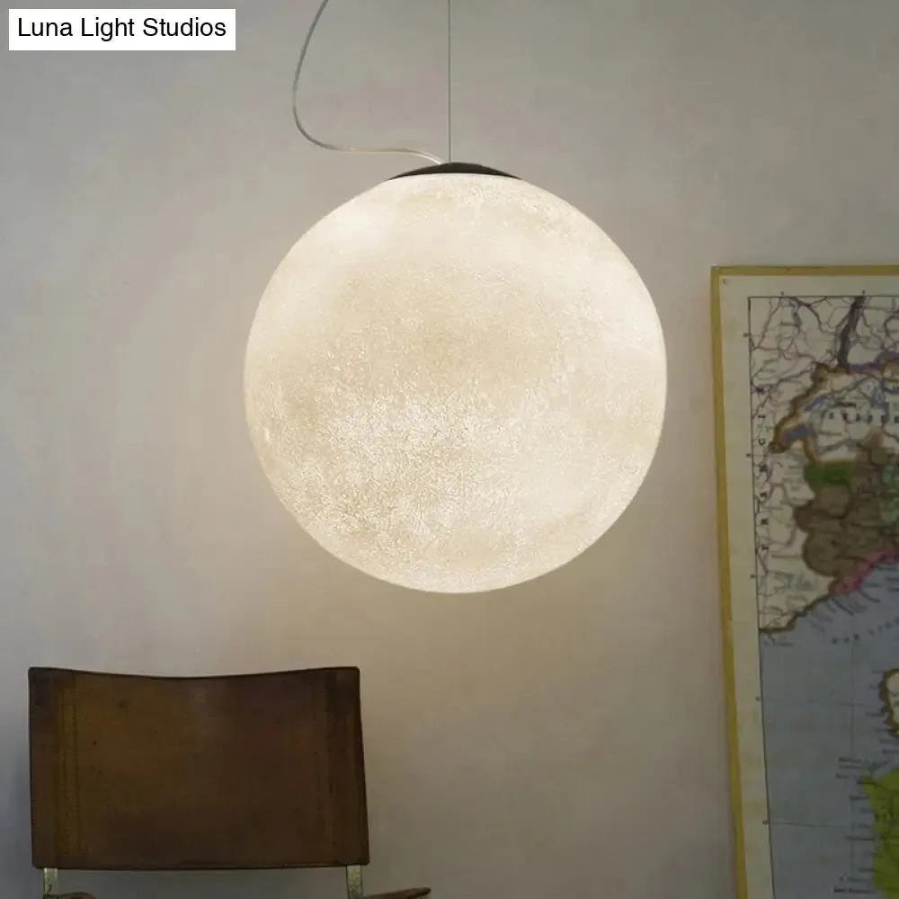 Romantic Modern 1-Light White Glass Moon Pendulum Ceiling Hang Lamp, 10"/12"/16" Wide