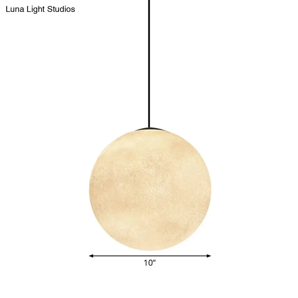 Romantic Modern 1-Light White Glass Moon Pendulum Ceiling Hang Lamp, 10"/12"/16" Wide