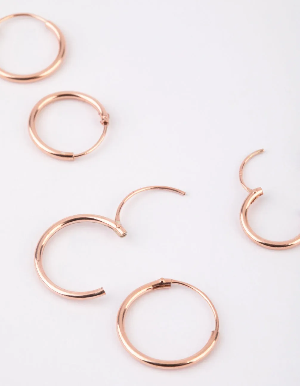 Rose Gold Plated Sterling Silver Plain Hoop Earring Pack