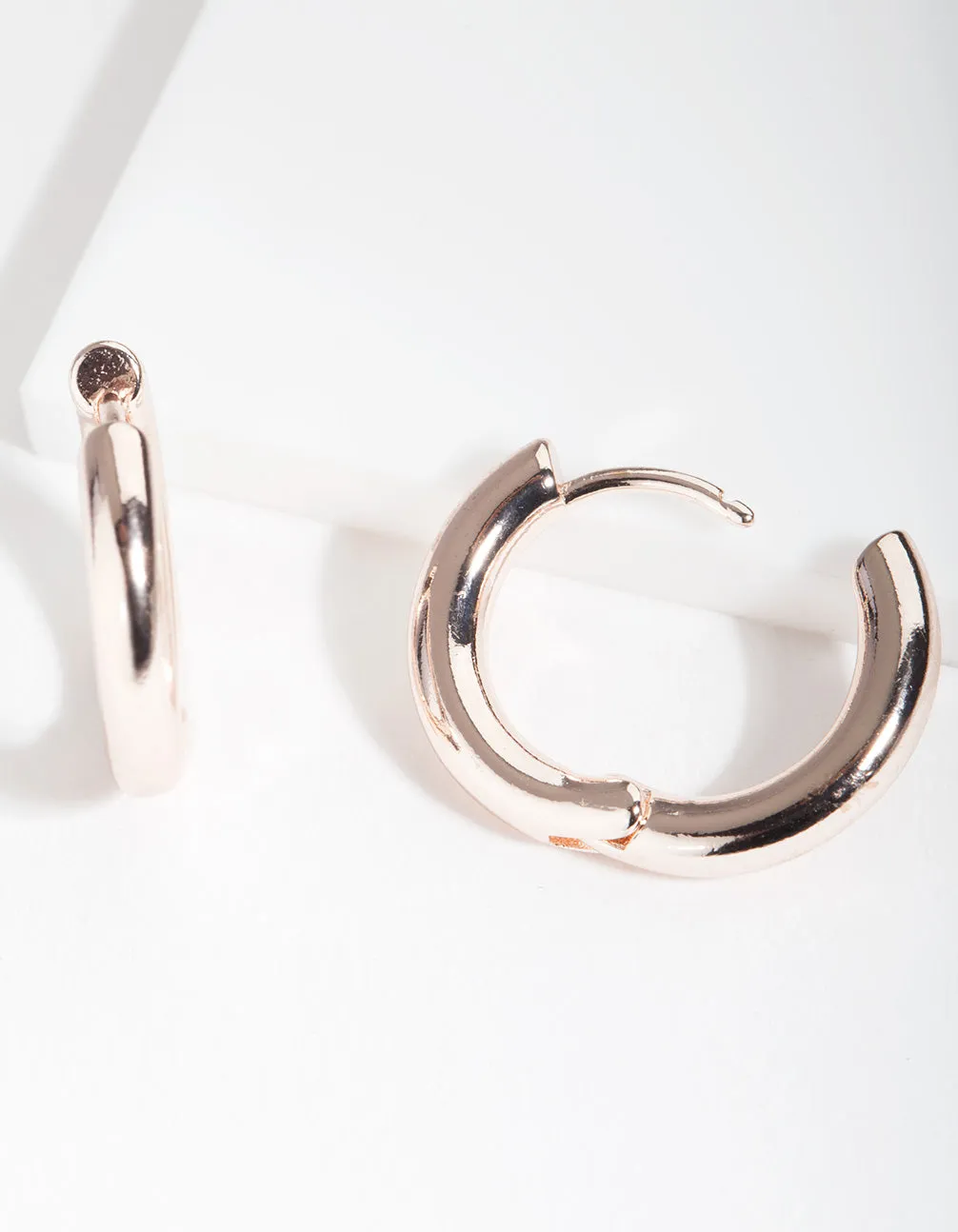 Rose Gold Simple Polished Hoop Earrings