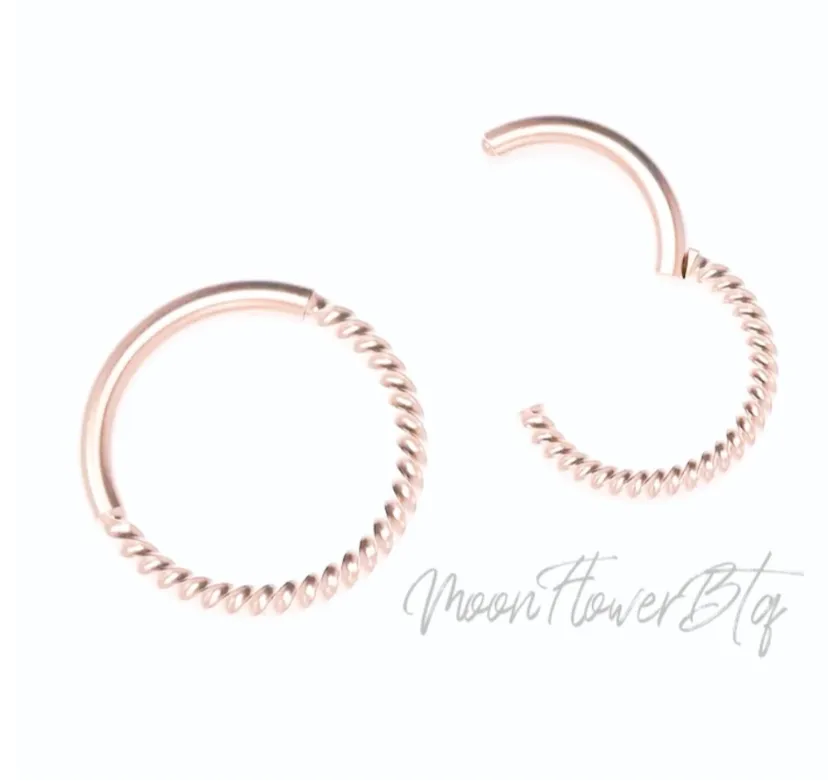 Rose Gold Twisted Clicker Septum Hoop