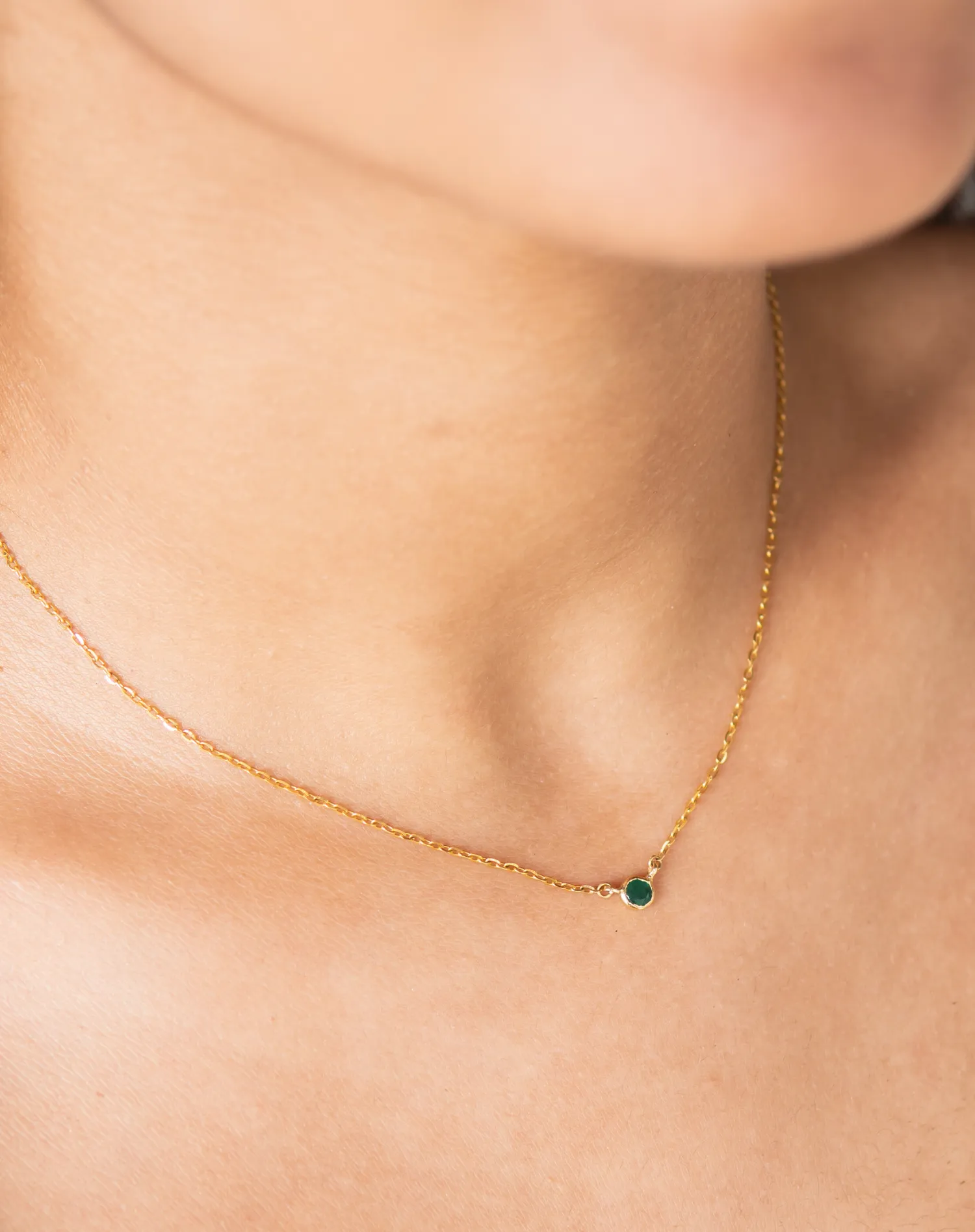 Round Emerald Dot Necklace