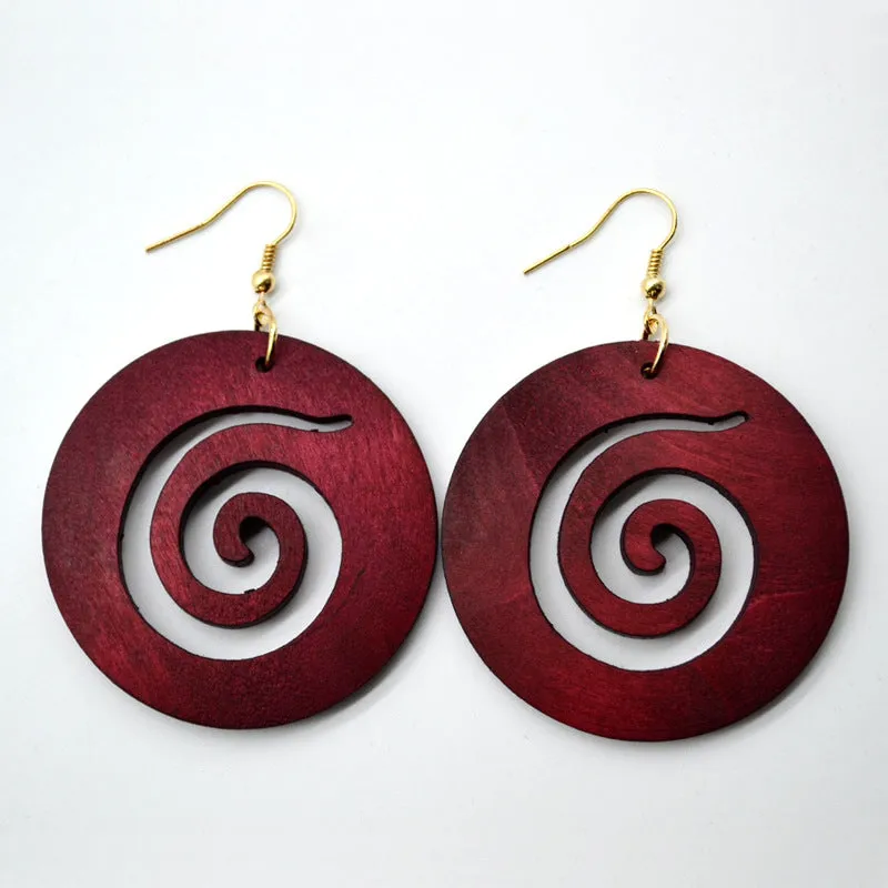 Round Face Slimming Earrings Creative Hollow Wood Earrings Earrings