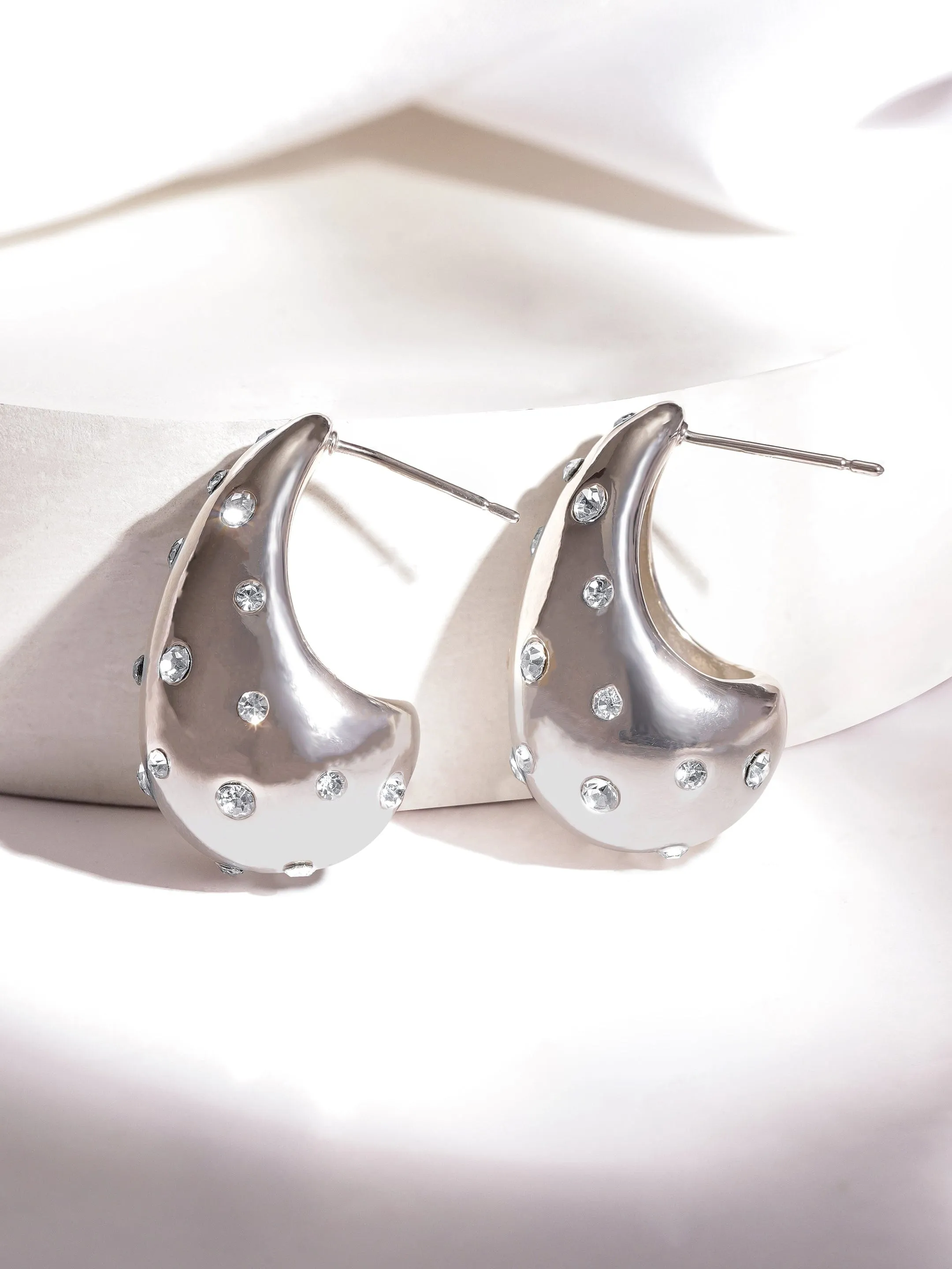 Rubans Voguish Rodium Silver Plated With zircon stone studded Earrings