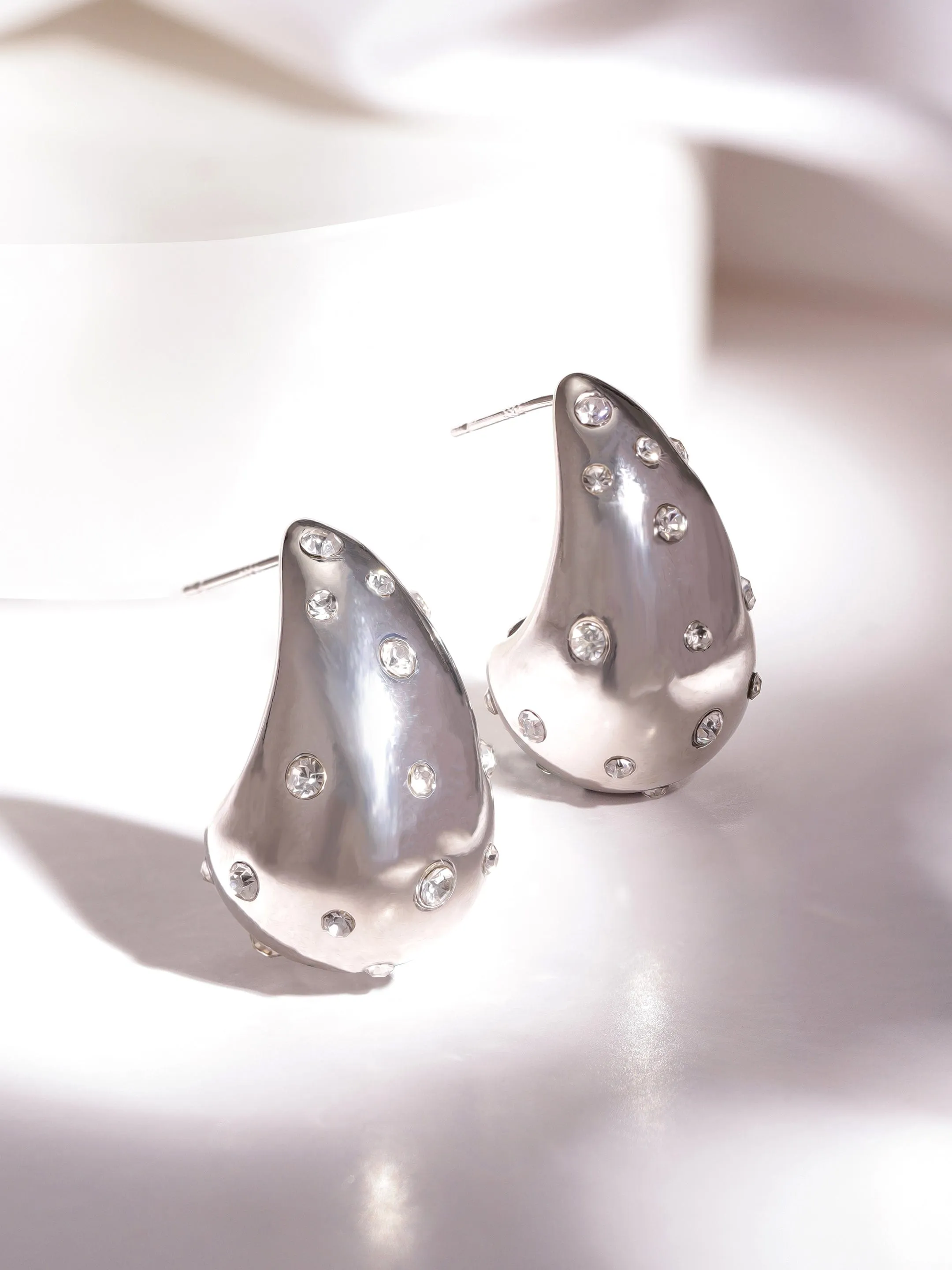 Rubans Voguish Rodium Silver Plated With zircon stone studded Earrings