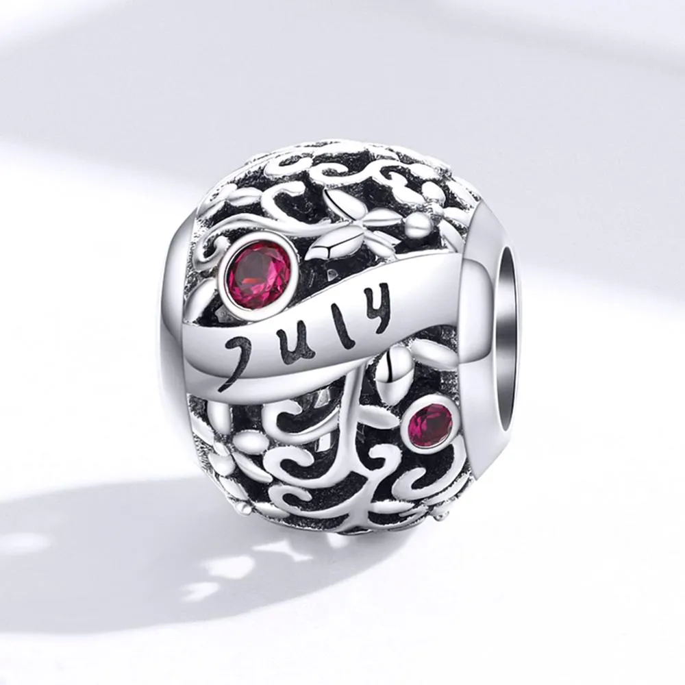 Ruby Birthstone July Charm 925 Sterling Silver