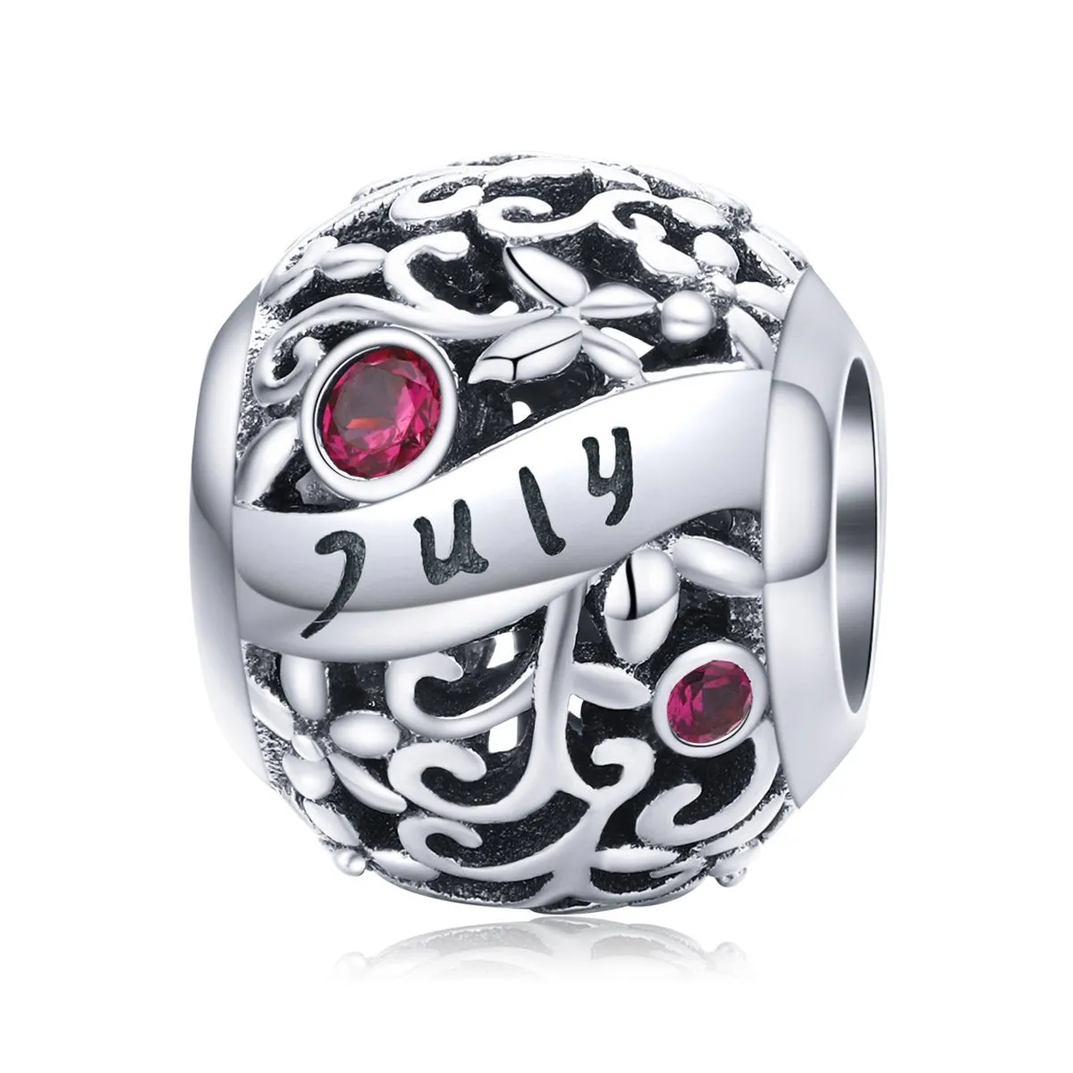 Ruby Birthstone July Charm 925 Sterling Silver