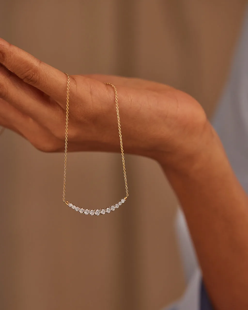 Scallop Bar Diamond Necklace