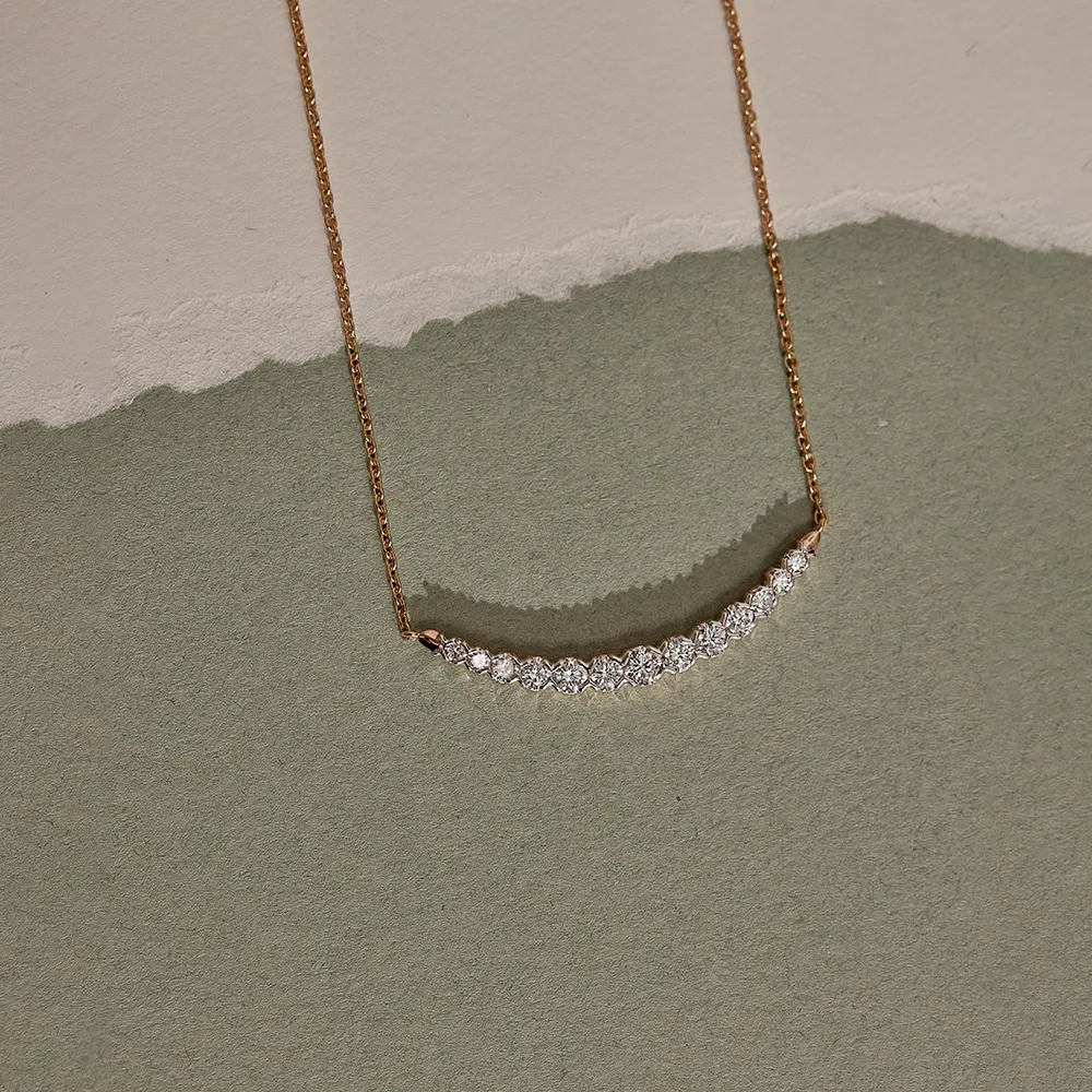 Scallop Bar Diamond Necklace