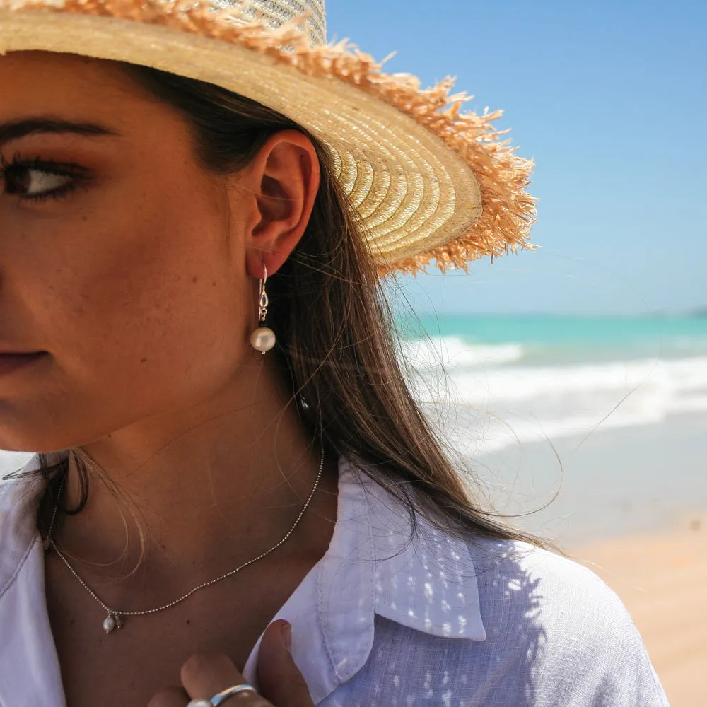 Sea Dreams Pearl Earrings Black Garnet