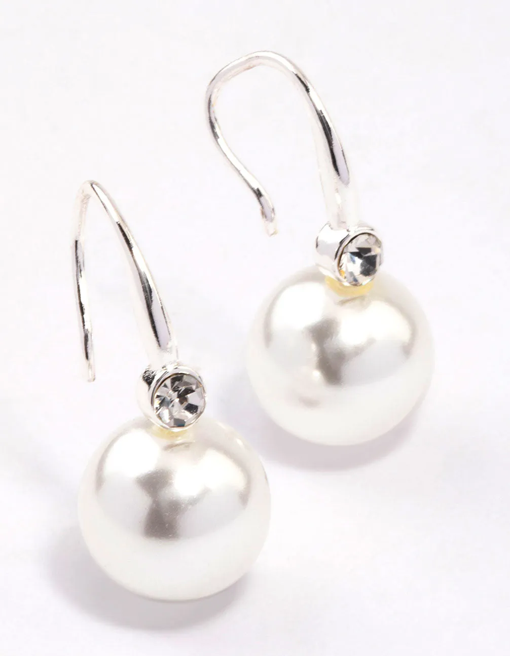 Silver Classic Diamante Hook Earrings & Polishing Set