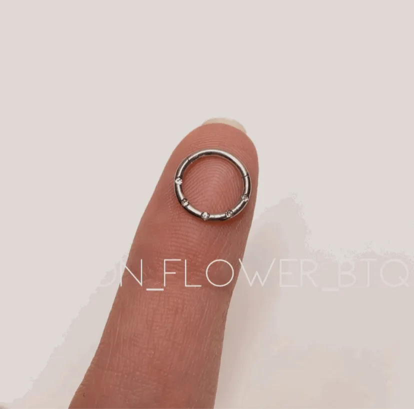 Silver CZ Clicker Style Hoop Septum Ring