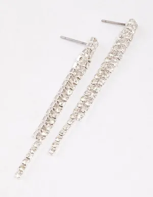 Silver Double Row Cup Chain Drop Earrings & Polishing Set