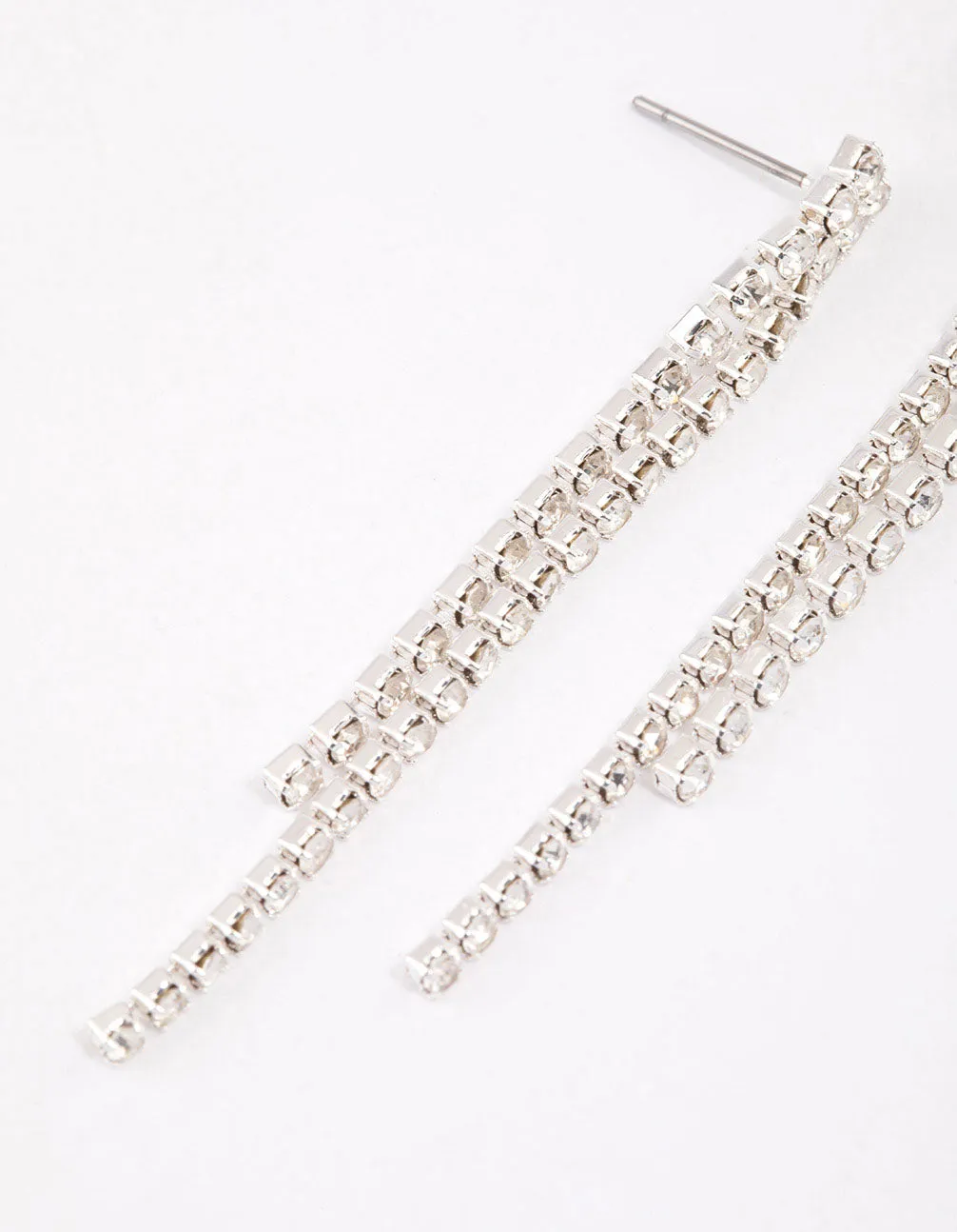 Silver Double Row Cup Chain Drop Earrings & Polishing Set