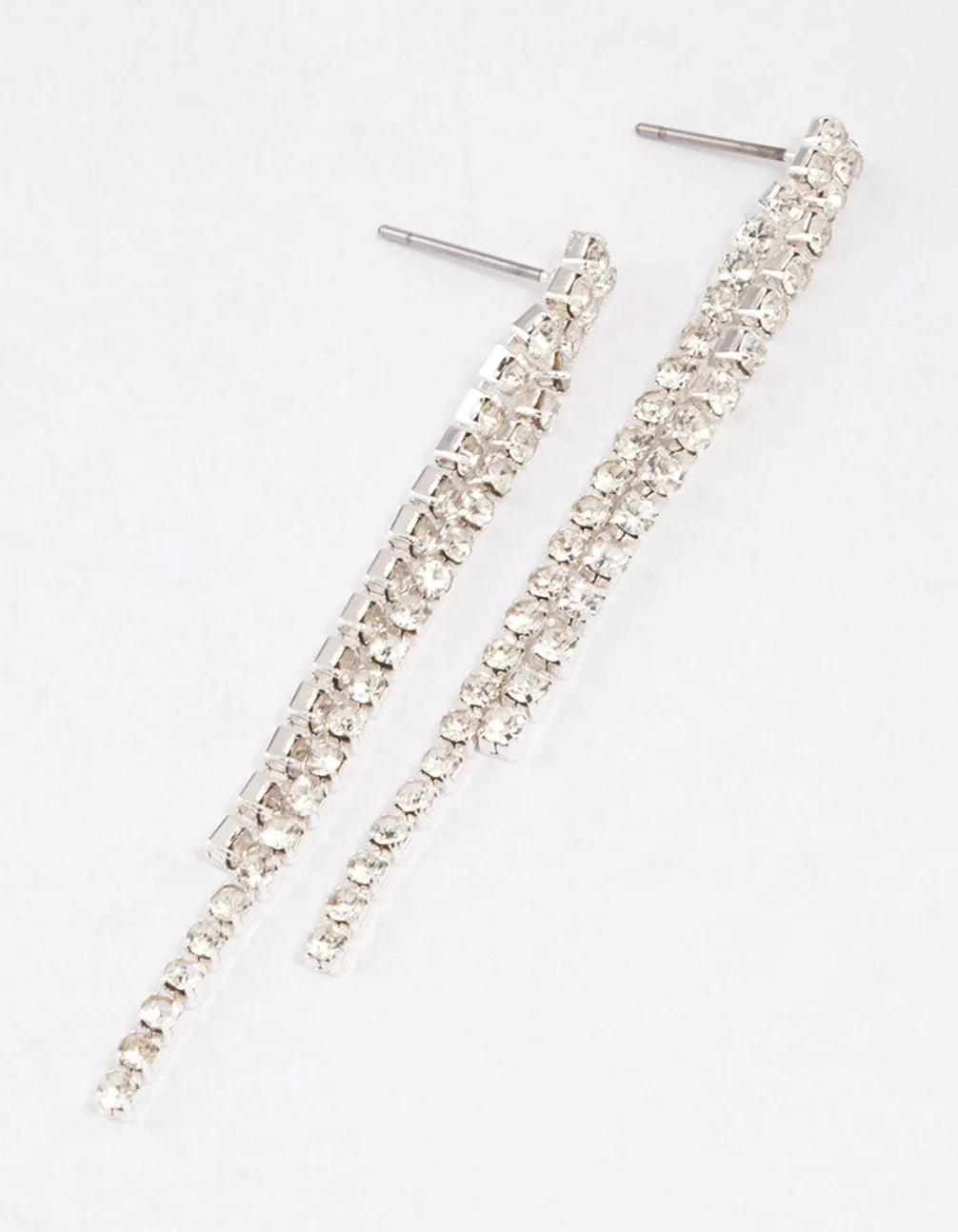 Silver Double Row Cup Chain Drop Earrings & Polishing Set