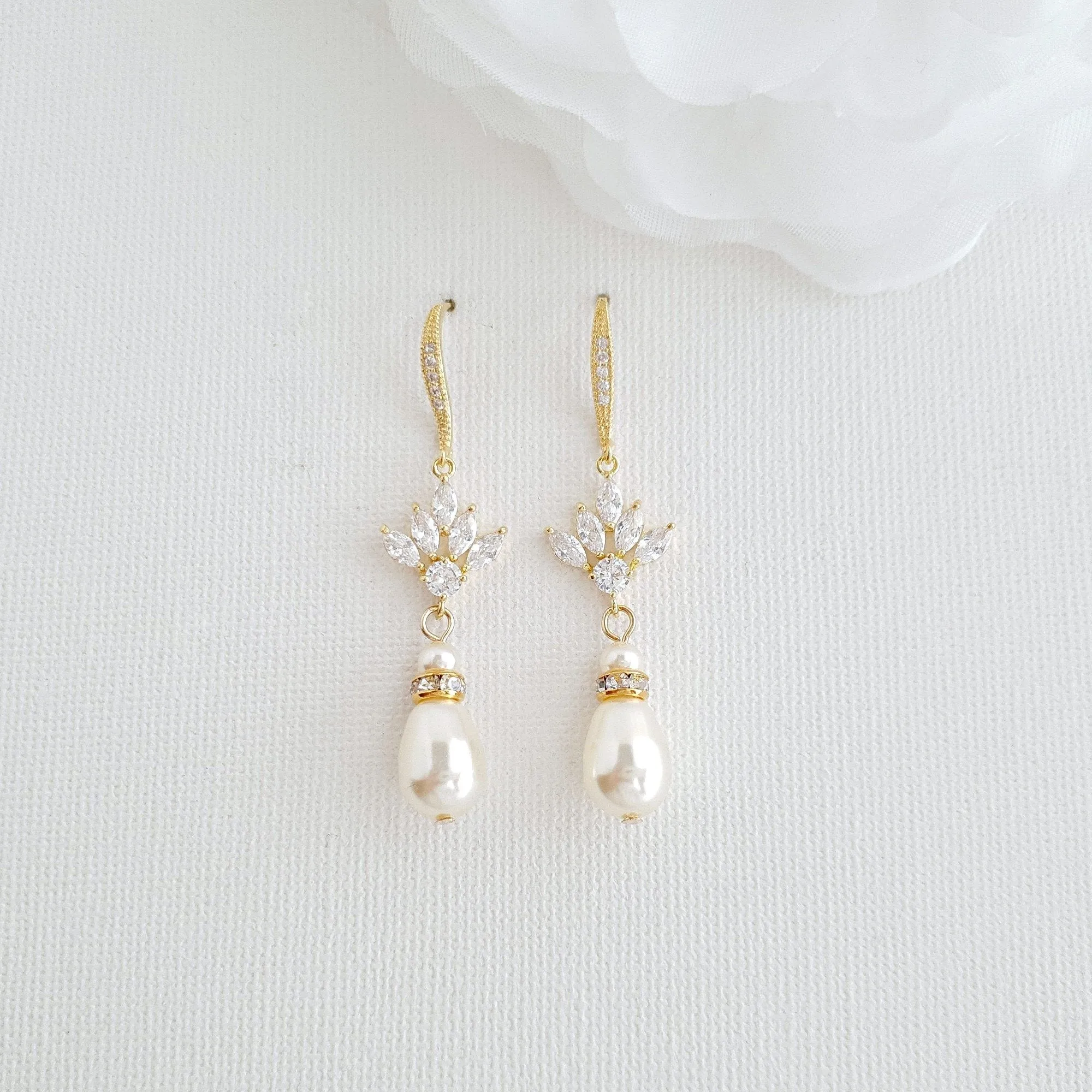 Simple Bridal Earrings- Rosa