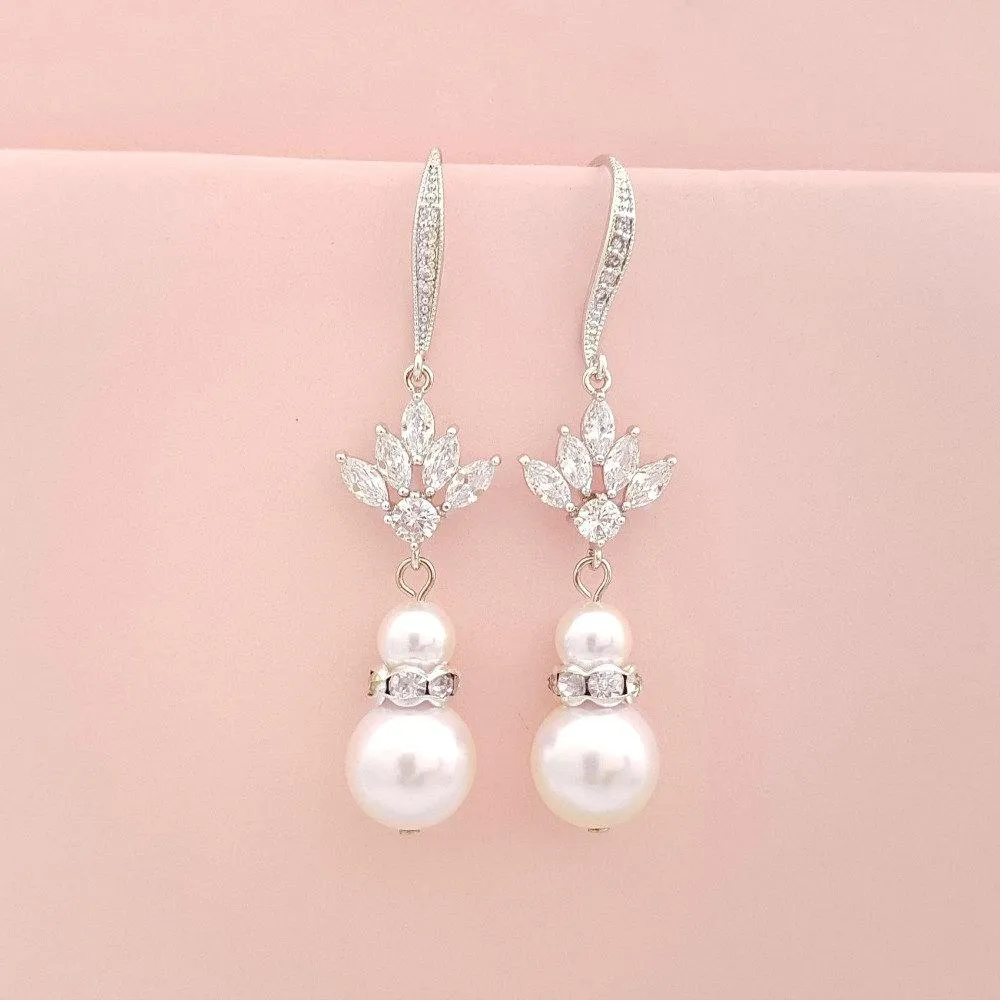 Simple Bridal Earrings- Rosa