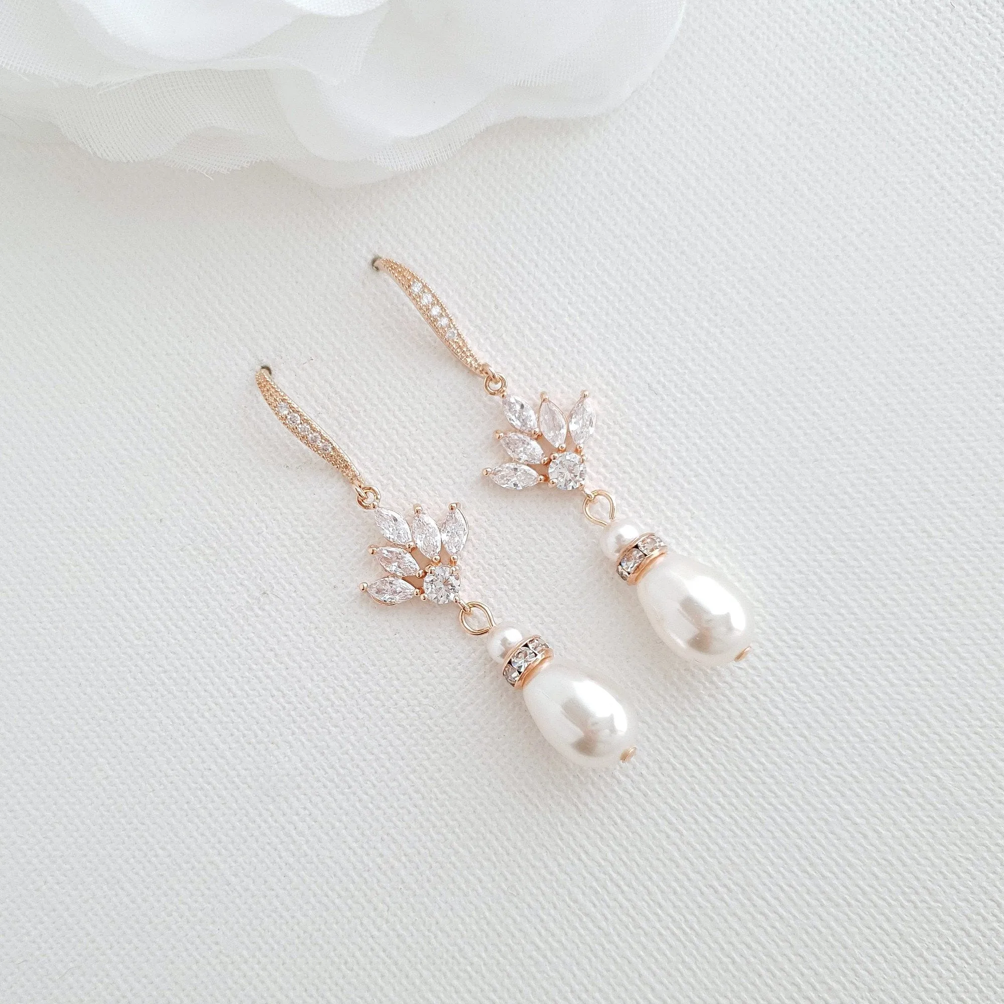 Simple Bridal Earrings- Rosa