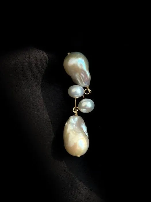 Simple Freshwater Baroque Pearl Drop Earrings