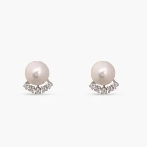 Simple Pearl CZ Stud Earrings