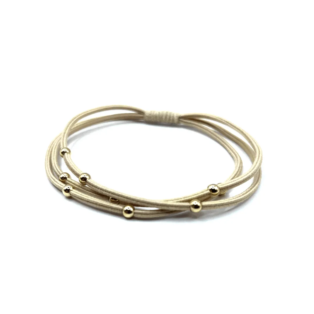 Single Water Pony 3mm Gold Waterproof Hair Band in Beige (#S14)