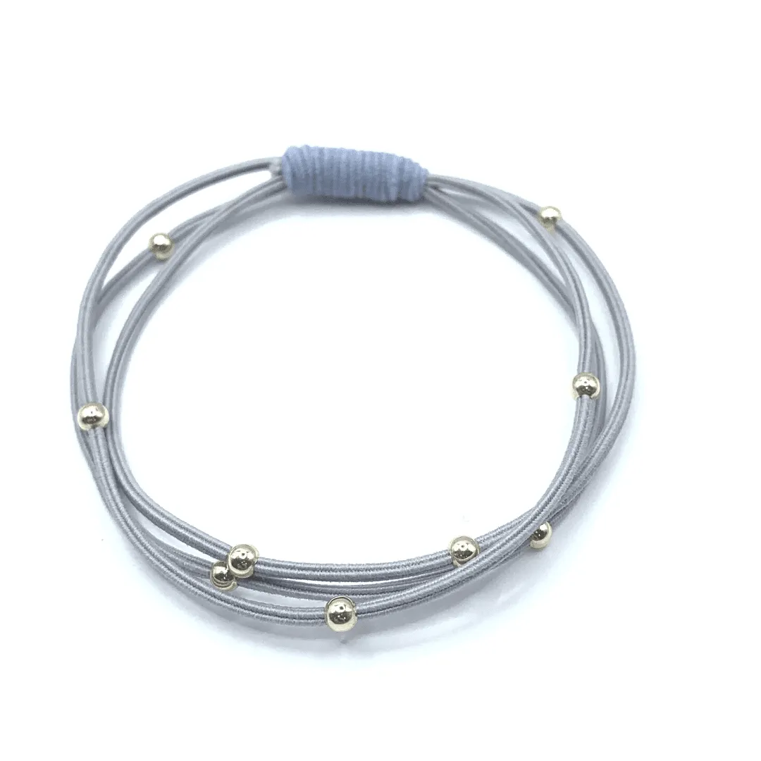 Single Water Pony 3mm Gold Waterproof Hair Band in Gray and Light Blue (#S2)