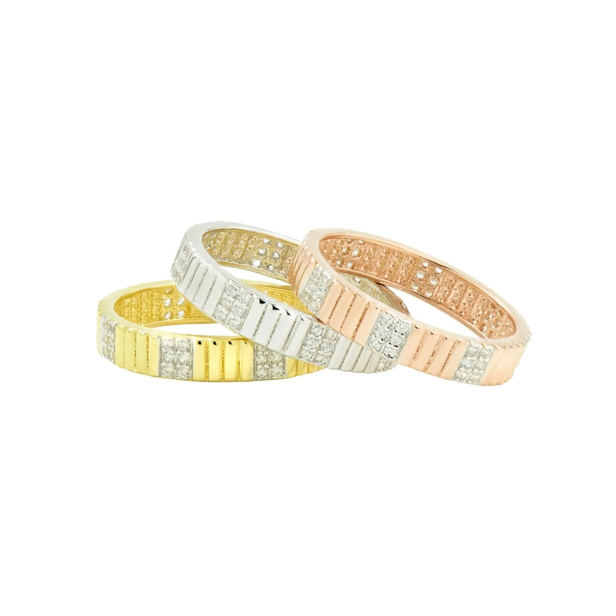 Sleek Tri-Color 3-Stack Ring