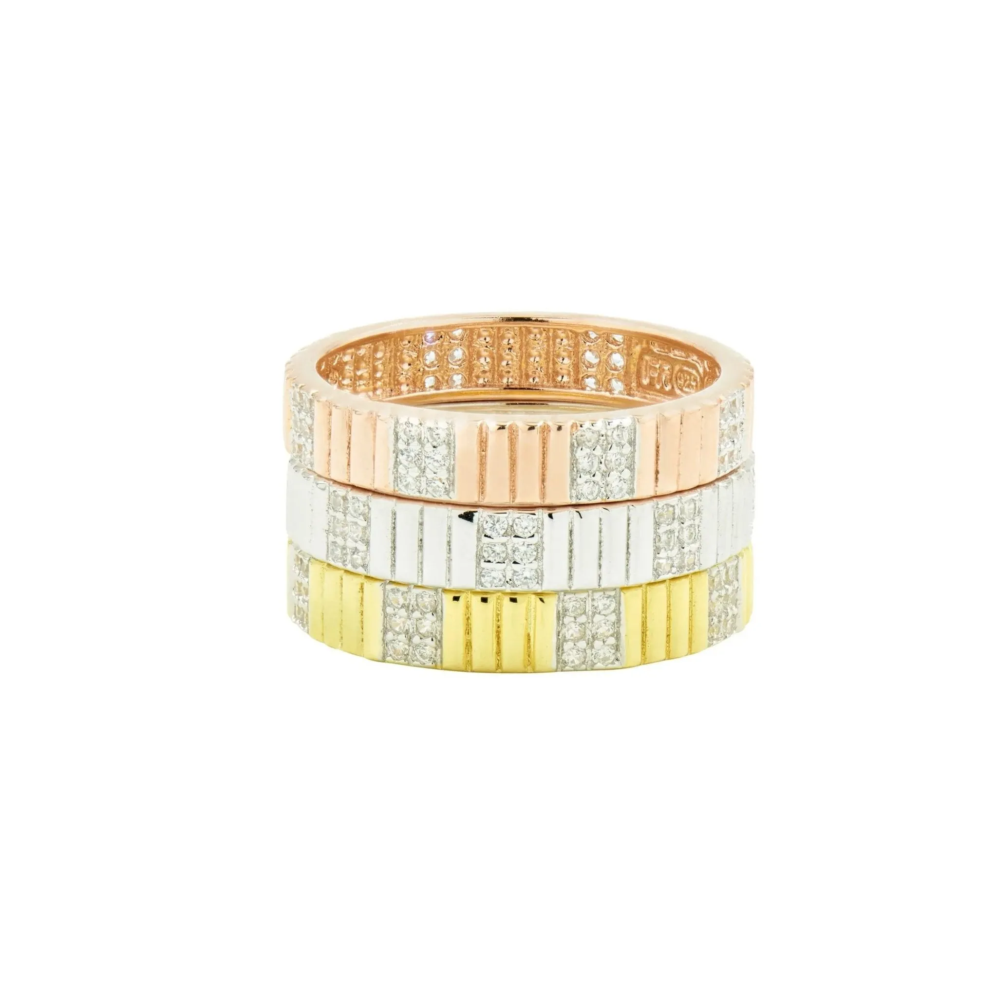 Sleek Tri-Color 3-Stack Ring