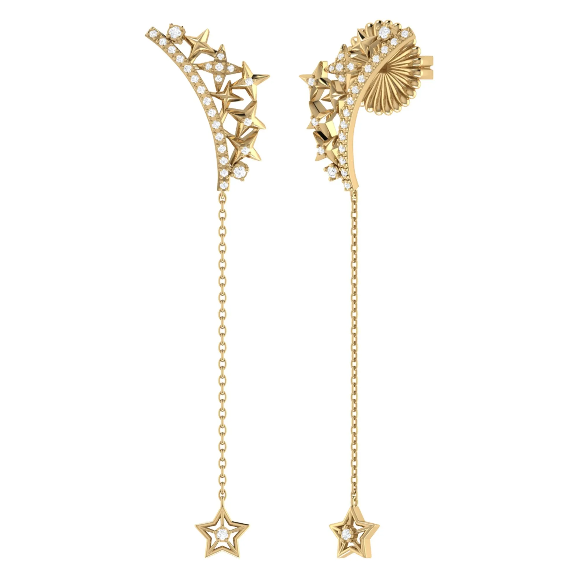 Starry Cascade Tiara Diamond Drop Earrings in 14K Yellow Gold Vermeil