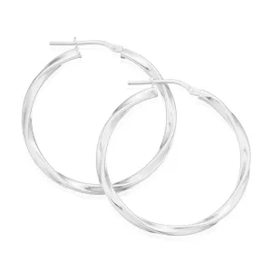 Sterling Silver 30mm Twist Hoop Earrings