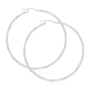 Sterling Silver 60x2.5mm Twist  Hoop Earrings