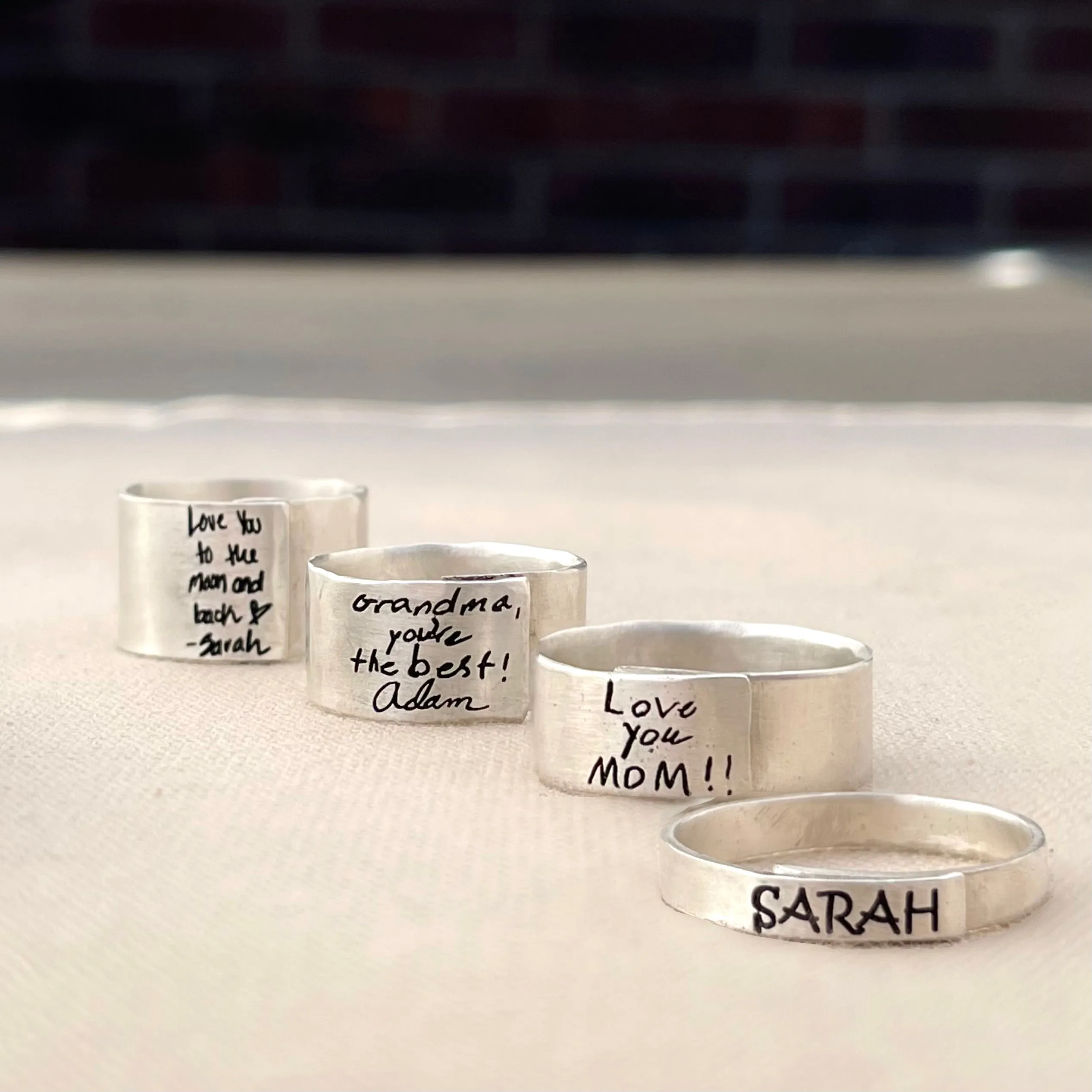 Sterling Silver Adjustable Handwritten/Personalized Ring