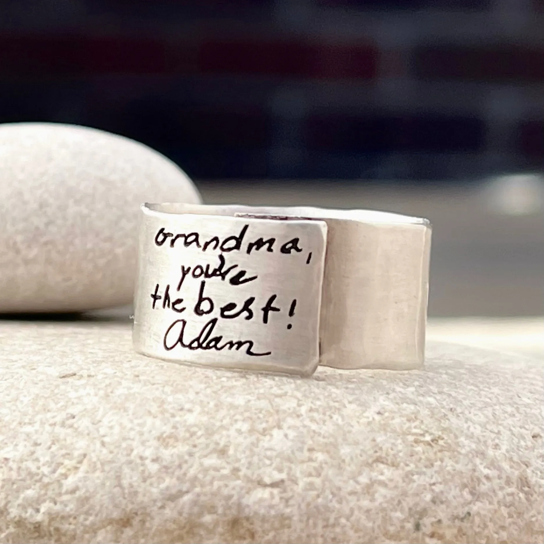 Sterling Silver Adjustable Handwritten/Personalized Ring