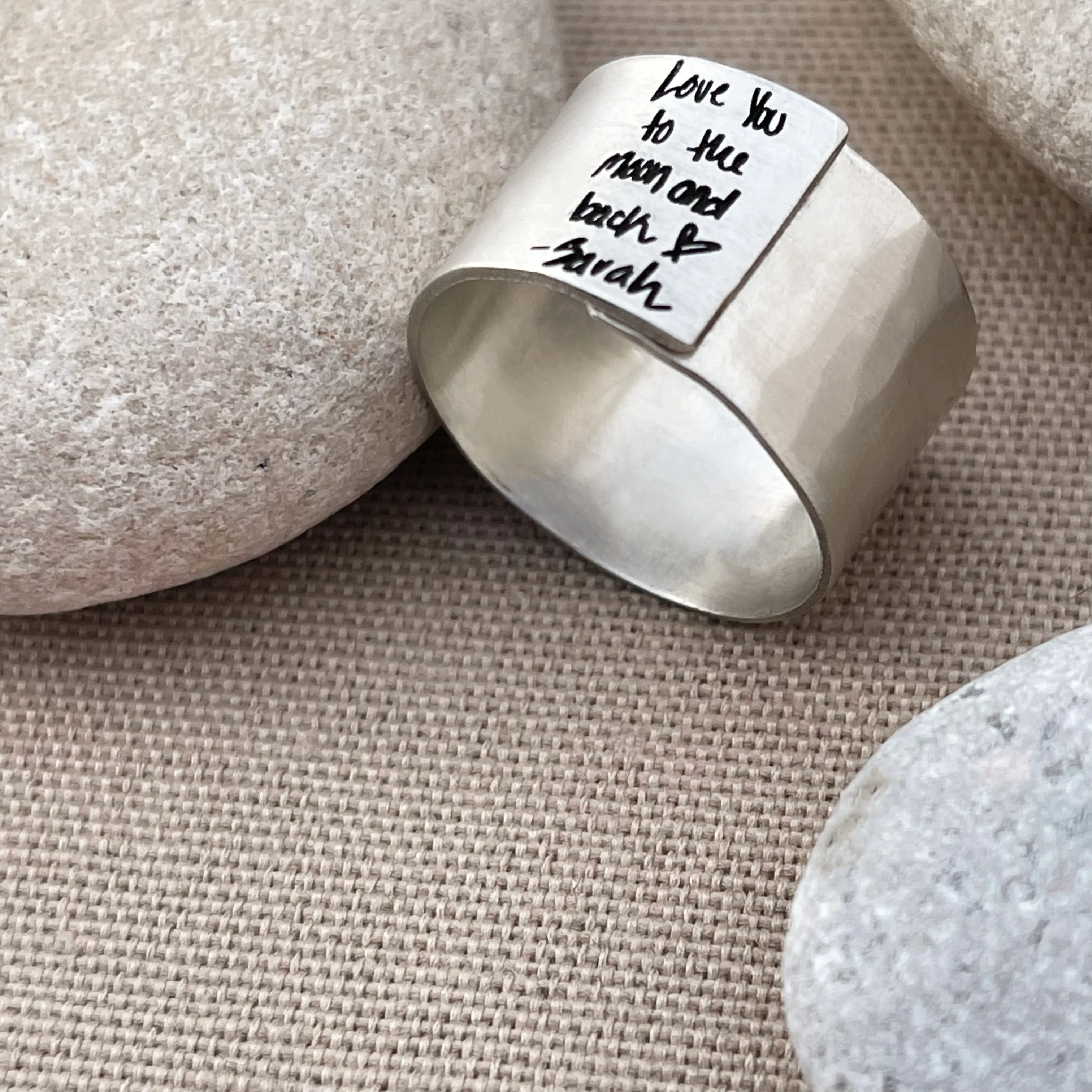 Sterling Silver Adjustable Handwritten/Personalized Ring