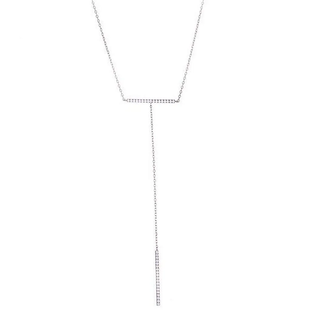 Sterling Silver and CZ Double Bar Necklace