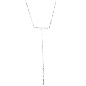 Sterling Silver and CZ Double Bar Necklace