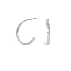 Sterling Silver Organic Hammered Hoops Medium