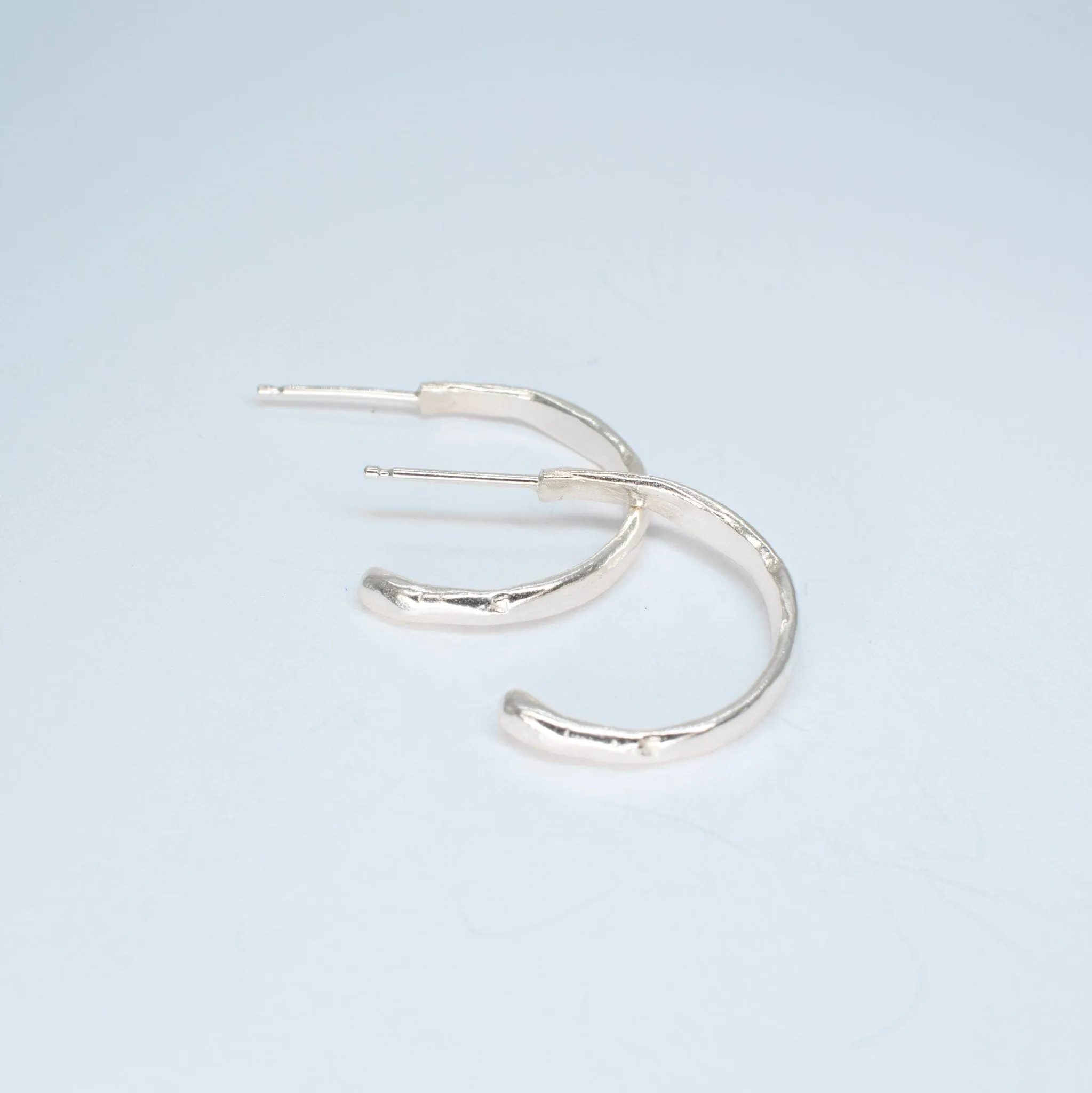 Sterling Silver Organic Hammered Hoops Medium