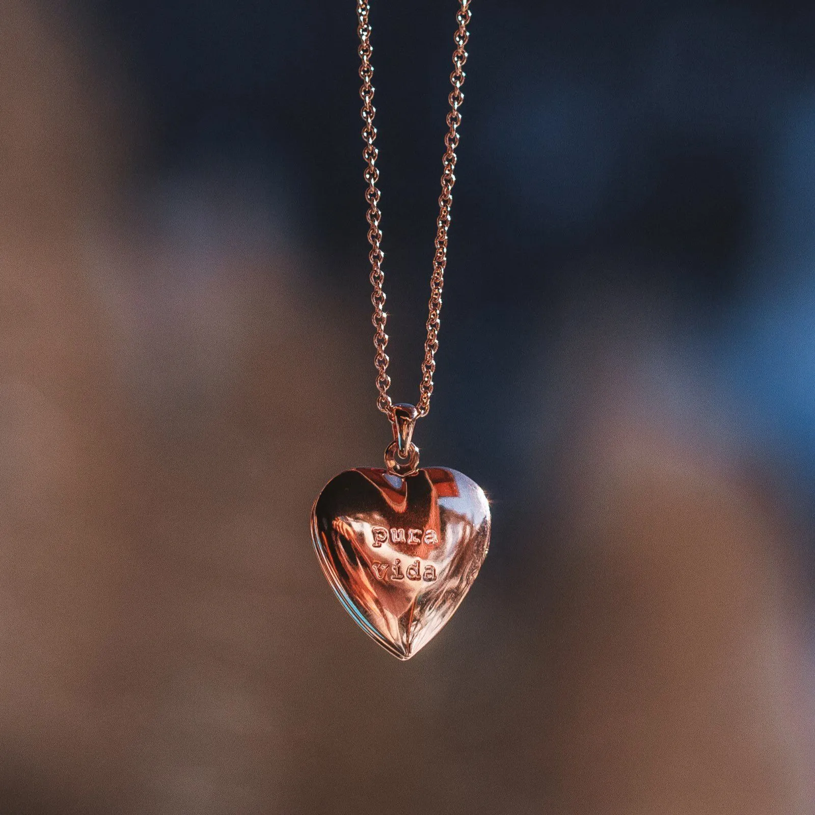 Stone Heart Locket Necklace