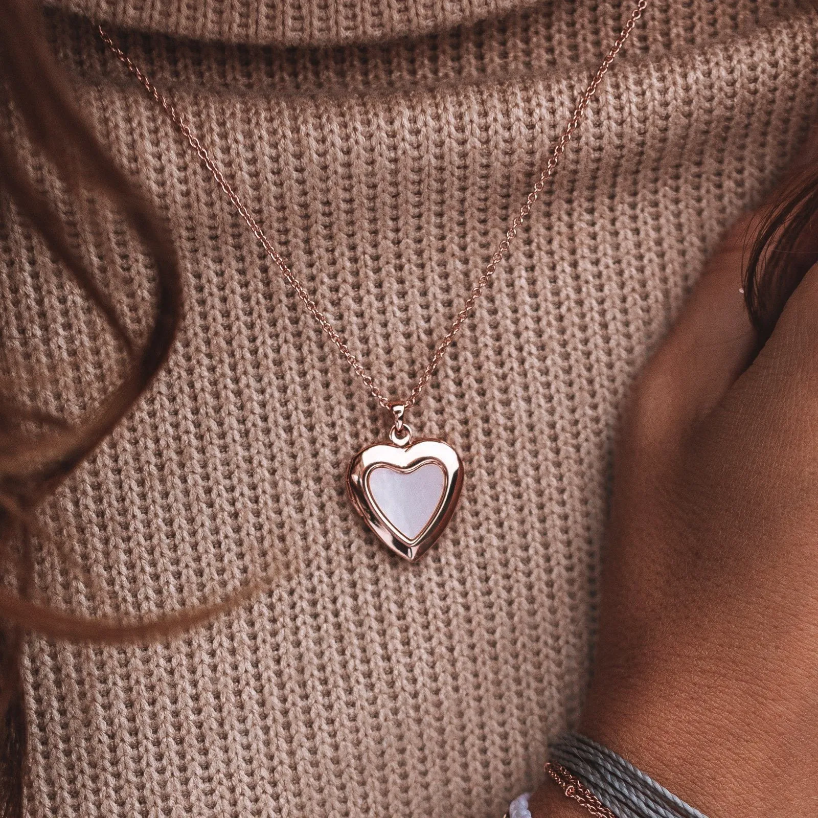 Stone Heart Locket Necklace