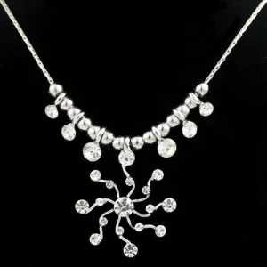 Swarovski Rhinestone Flower Pendant Bridal Necklace