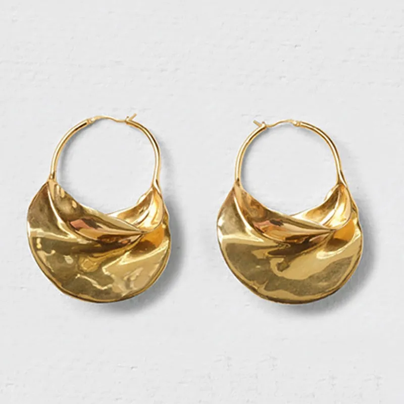 TEEK - Irregular Metal Basket Large Hoop Earrings