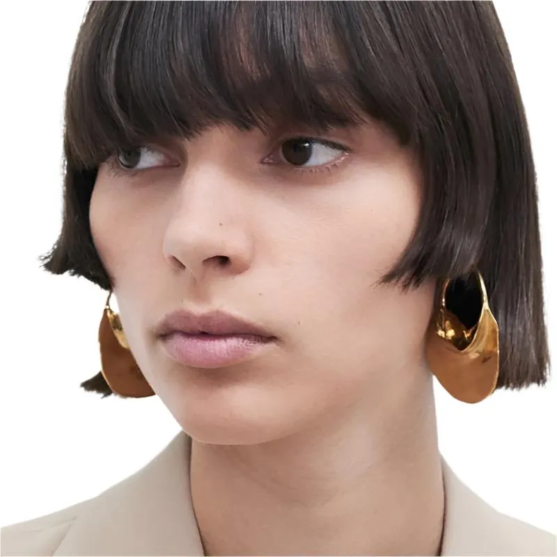 TEEK - Irregular Metal Basket Large Hoop Earrings